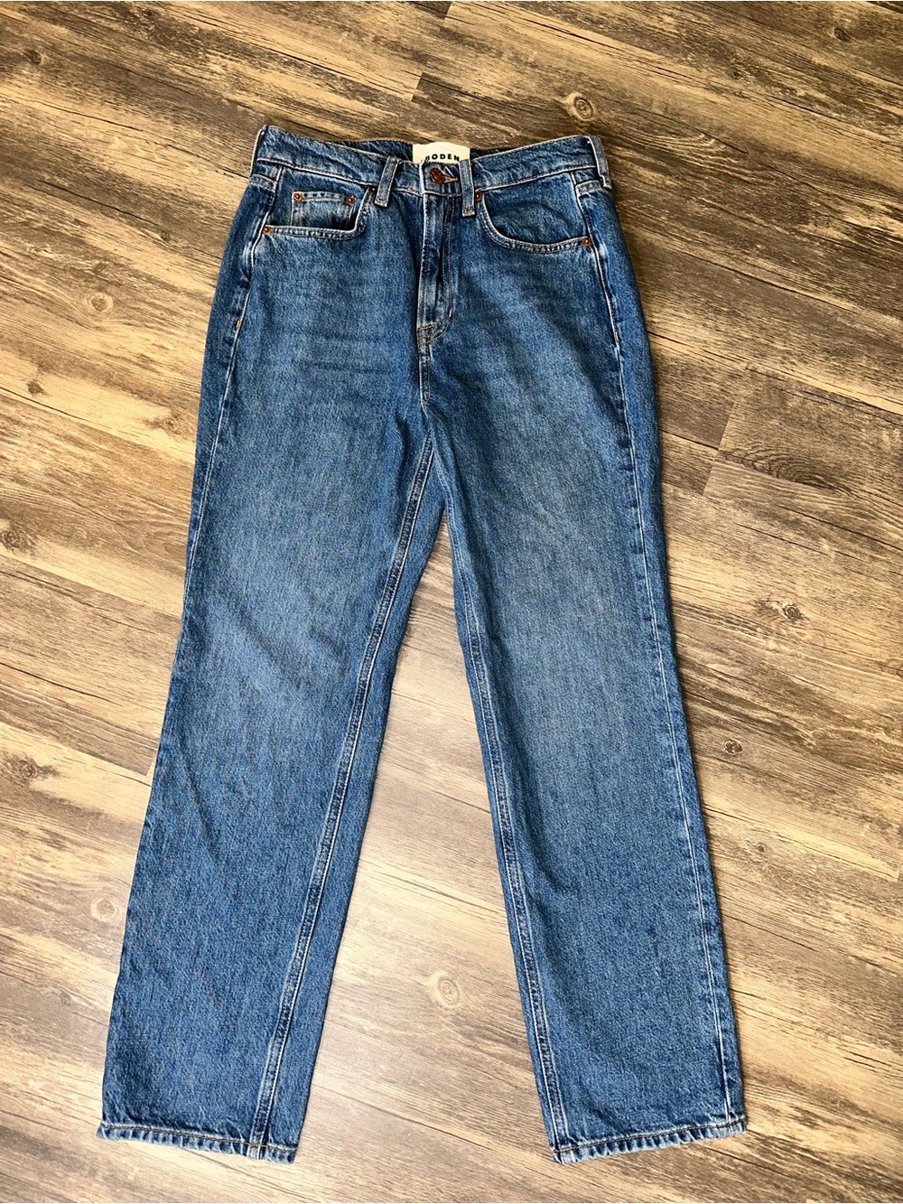 Boden High Rise Straight Leg Jeans Womens W28R Mid Vintage Blue Denim High Waist